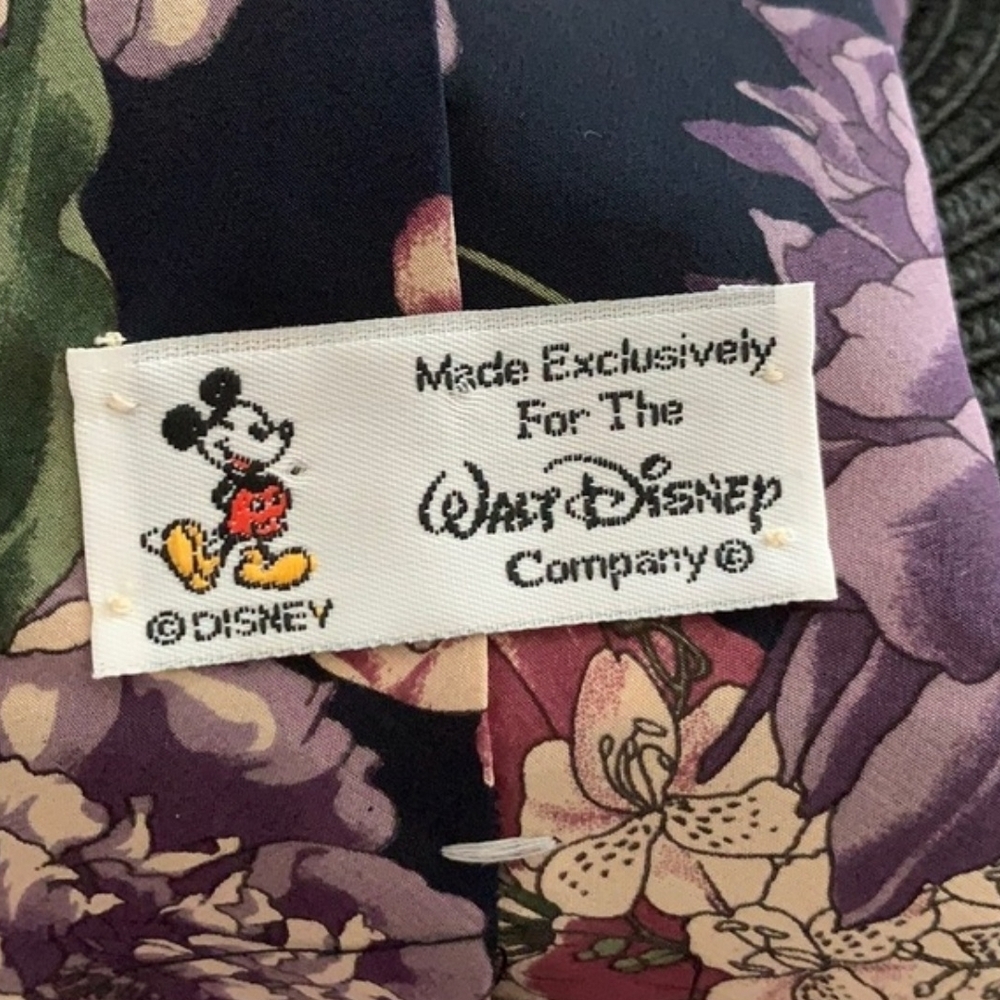 Walt Disney Co. Mickey Floral 56.5 X 4 Silk Multi-color Tie Navy/Purple/Green‎ - Picture 2 of 4